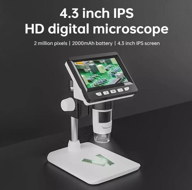 Microscopio digitale da 4.3 pollici 1080P  1000x Microscopio a moneta 2000mAh