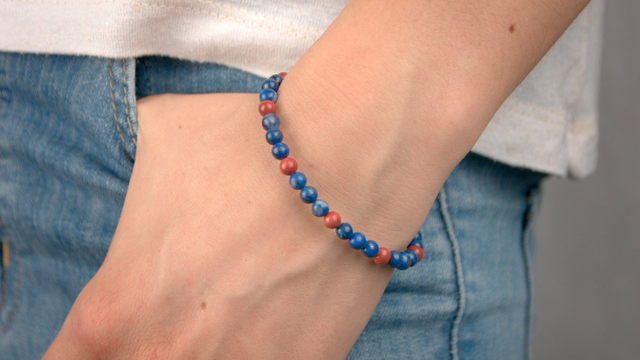 Bracelet en lapis lazuli et jaspe rouge