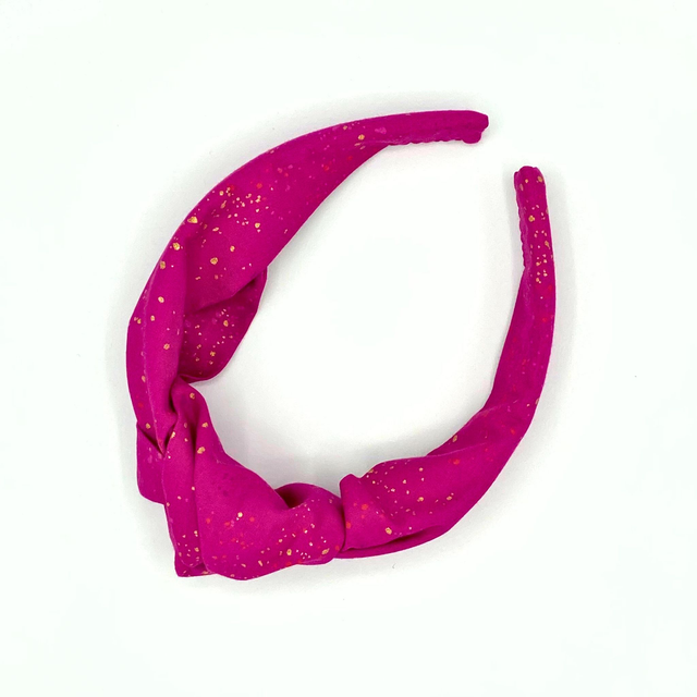 Top Knot Alice Band - Berry Metallic Gold Speckle - Japanese Cotton