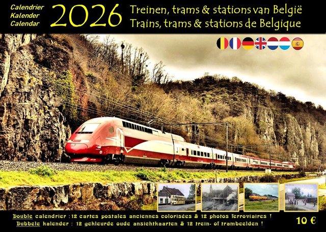 Calendrier 2026 : Trains, trams et stations de Belgique - 2026 kalender : Trains, trams en stations van België