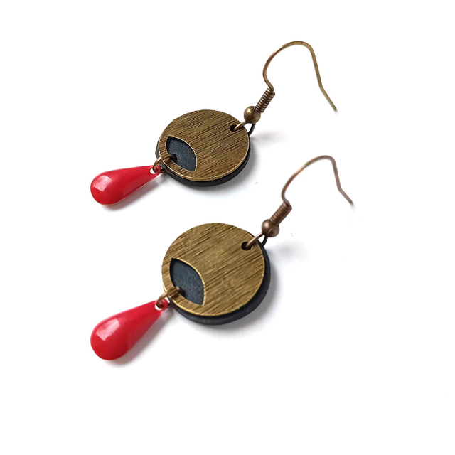 Boucles d&#039;Oreilles Upcyclées en Chambre à air Recyclée - Géométriques