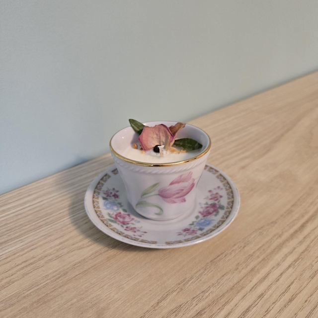 Mini bougie tasse - Nougat blanc