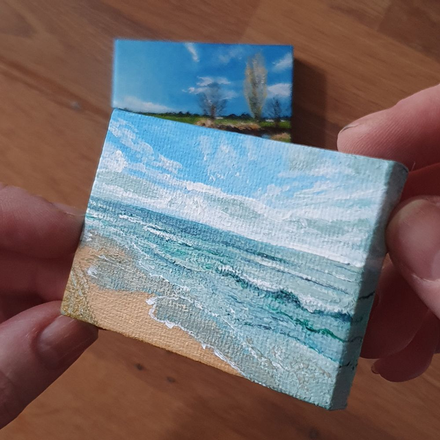 Handbeschilderde magneet 'zee 001'