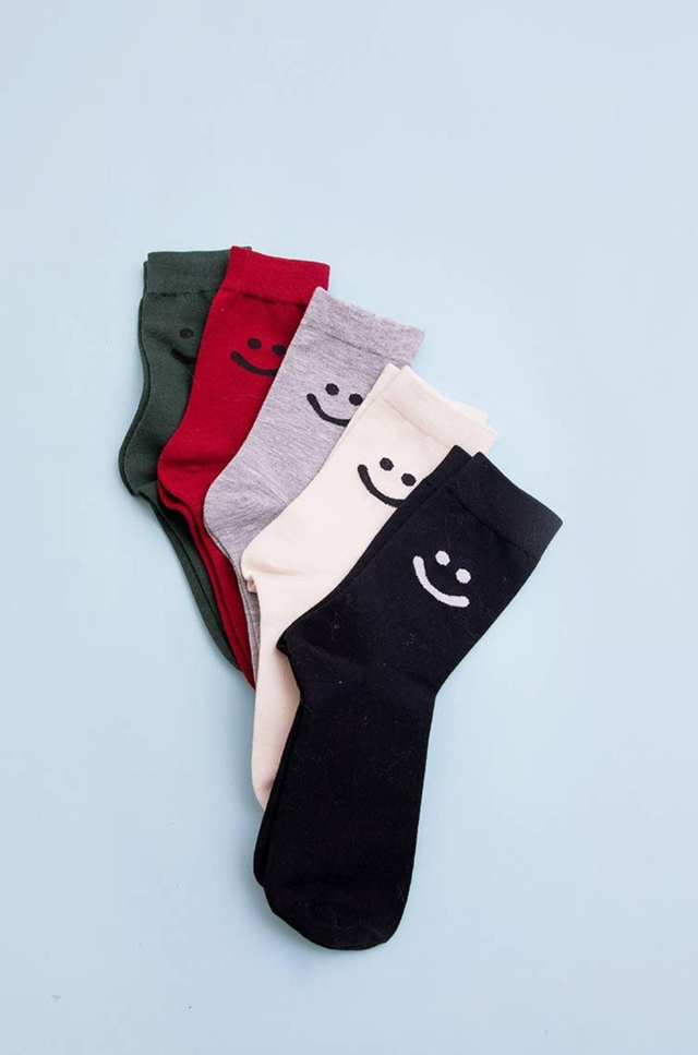 Smiley Face Crew Socks