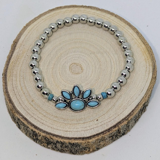 Bracelet &quot;Fleur&quot; turquénite BB-022