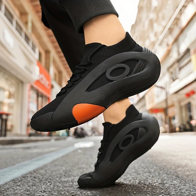 Men's Low-Top Lace-Up Outdoor Sneakers with Thick Non-Slip PVC Sole