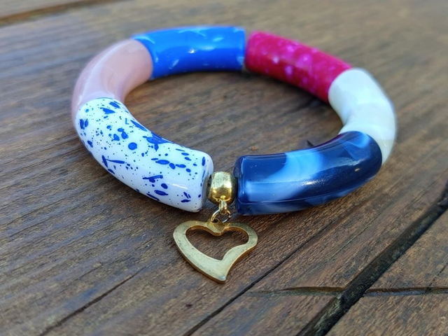 Bracelet jonc perles tubes incurvées Mohana Neela Gulaabee