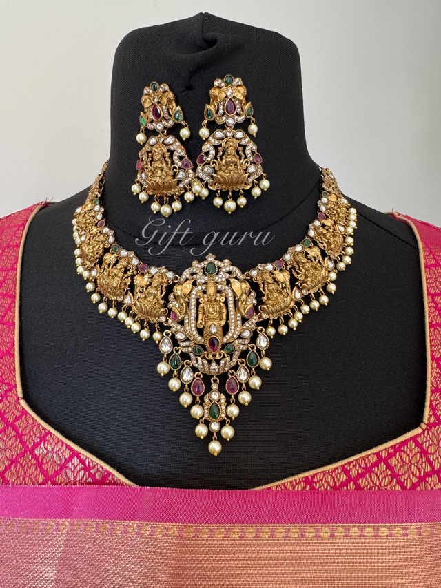 Balaji Necklace with Earrings – Heavy Rich Look