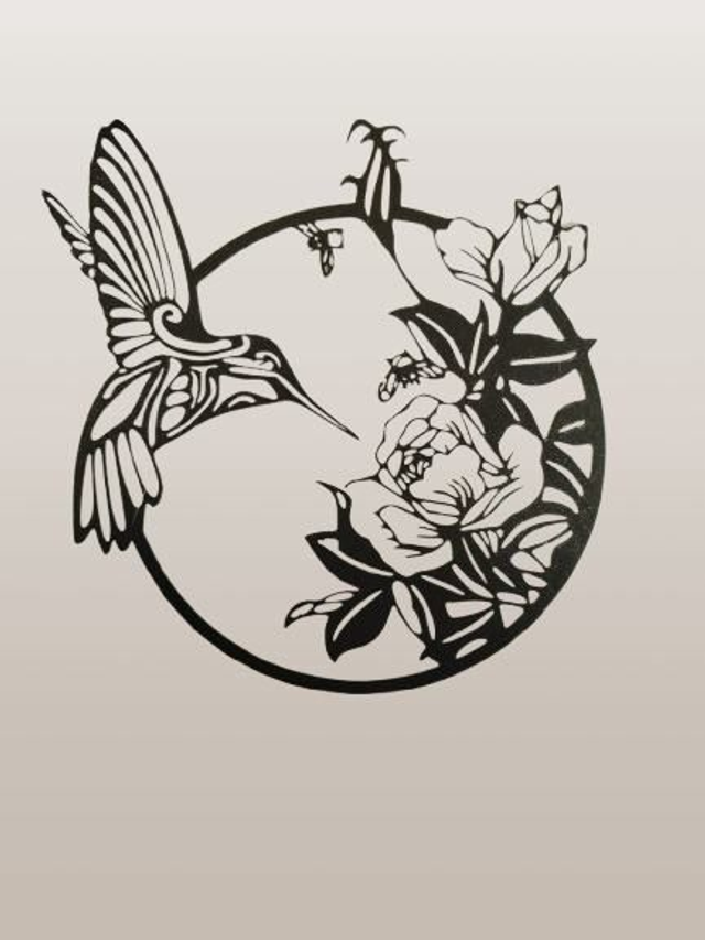 un colibri et des fleurs Wall Art