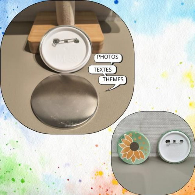 Badge 58mm dos plastique