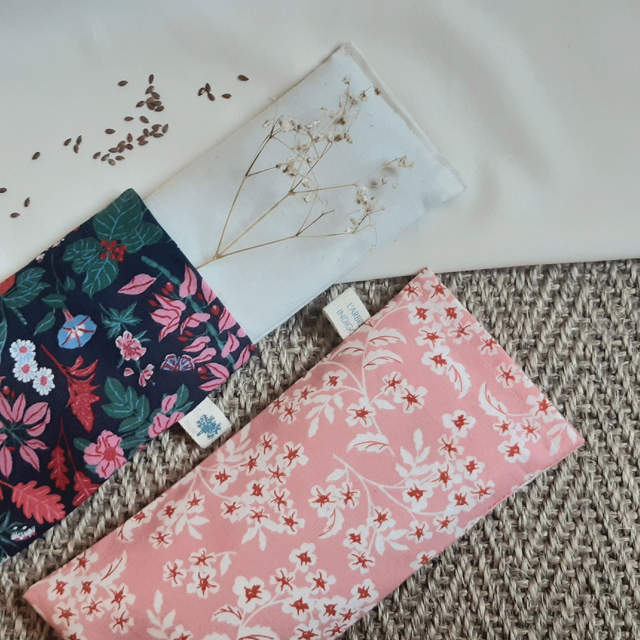 Coussin relaxant pour les yeux aux graines de lin bio & apaisantes / Roses anciennes