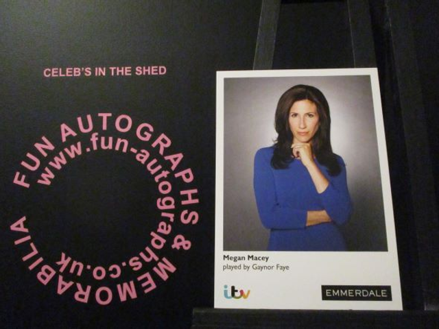 Gaynor Faye (Megan Macey) Original Emmerdale Coloured Itv Logo Cast Card