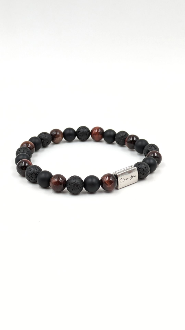 Bracelet Homme Clara Joia Oeil de Taureau Onyx Pierre de Lave