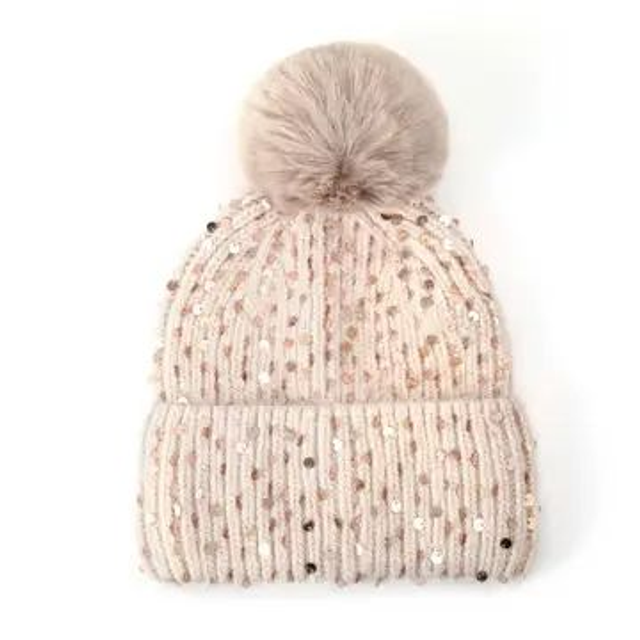 Sequin Pom Pom Hat
