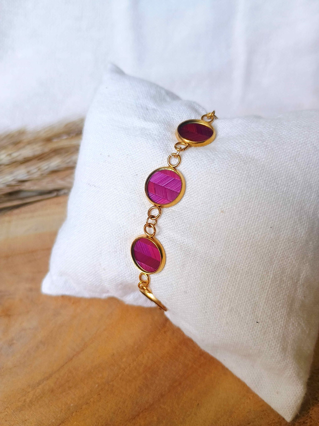 Bracelet Multi-cabochon Chevron prune