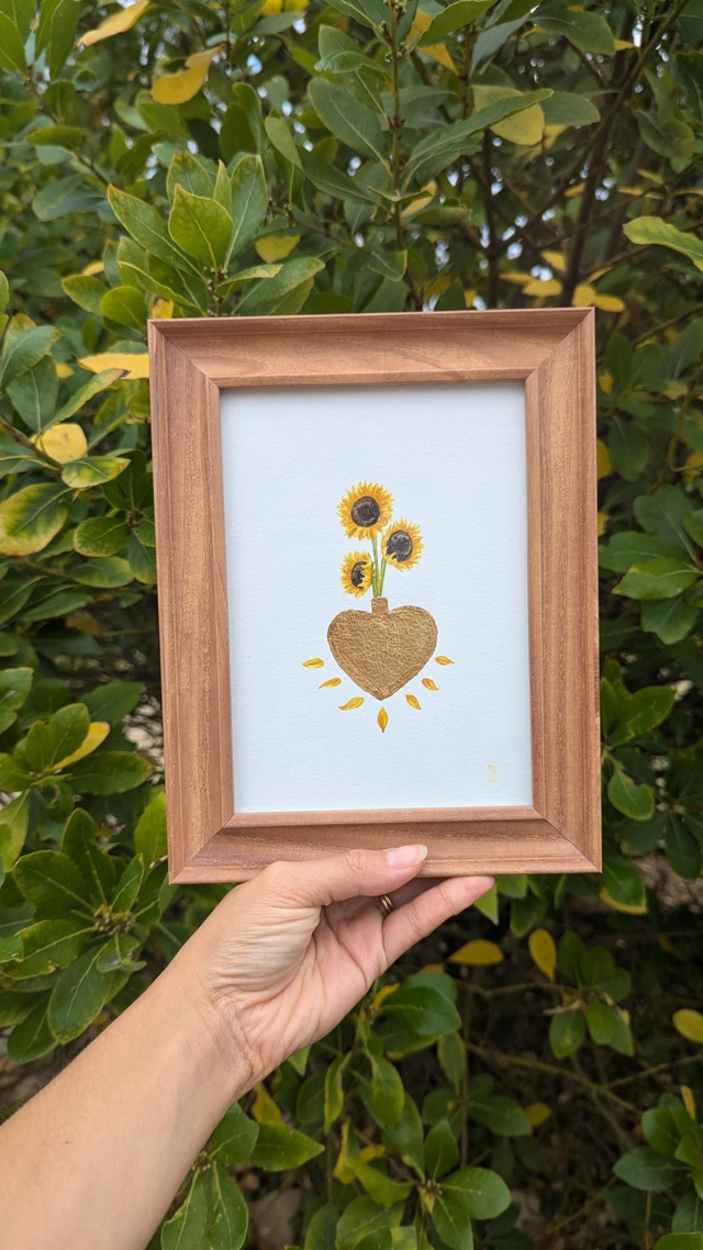 Aquarelle ex-voto aux tournesols