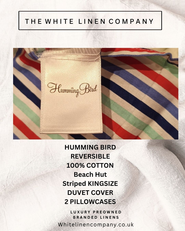 HUMMING BIRD -Beach Hut Stripe Reversible Kingsize 100% Cotton - 2 P/C