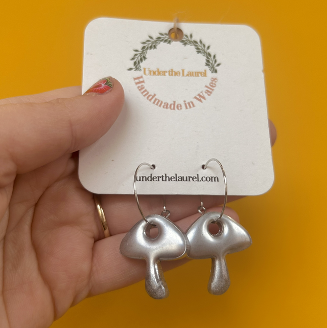 Mushroom Earrings - Silver