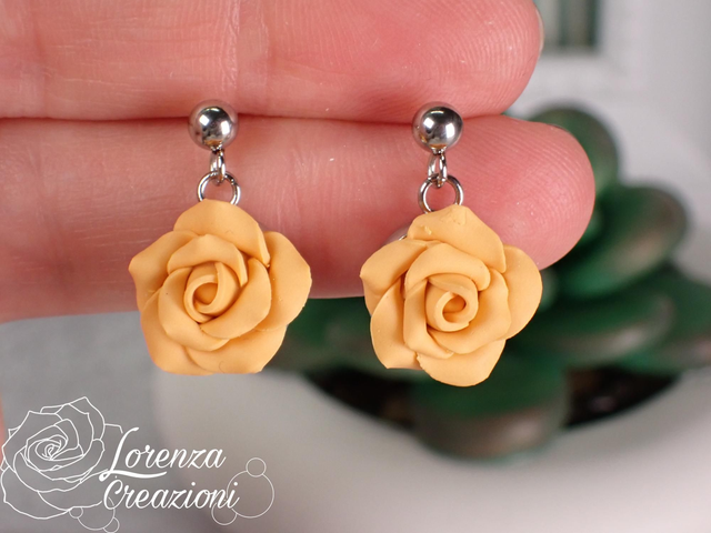 Orecchini pendenti rose papaya sorbet
