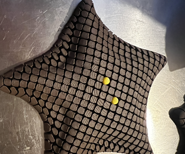 Chocolate starfish with sweetcorn for eyes!