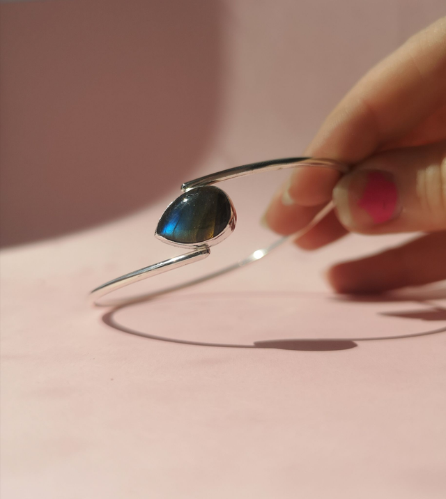 Labradorite Sterling Silver Bangle
