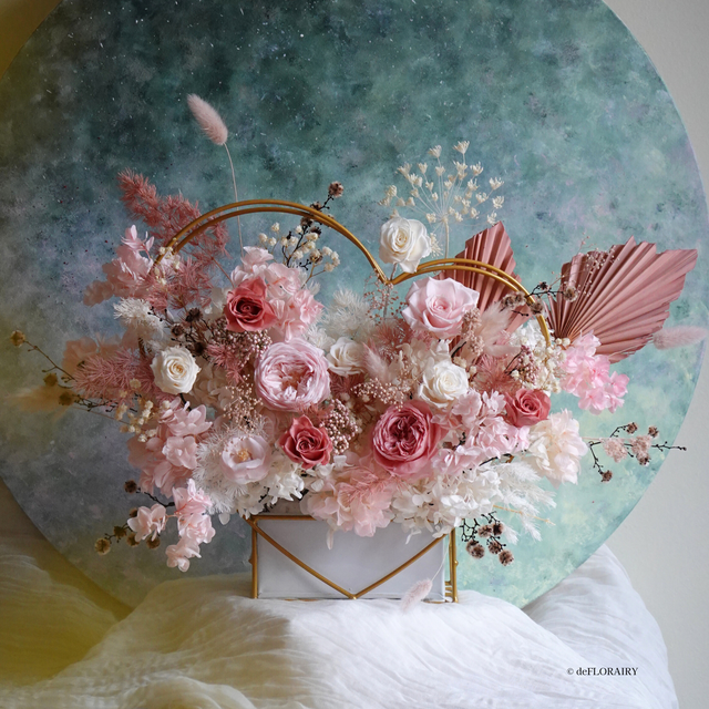 Grand Blush Whimsy | Everlasting Flower in Metallic Vase | Next-Day Flower Delivery in Bristol | UK-Wide Delivery