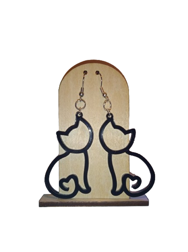 boucle d oreilles Chats Obsidienne