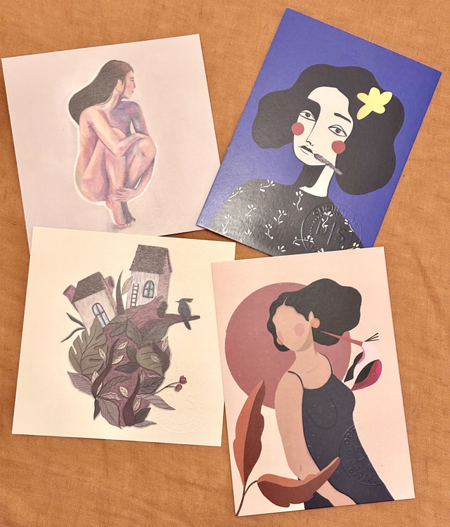 Set of four postcards