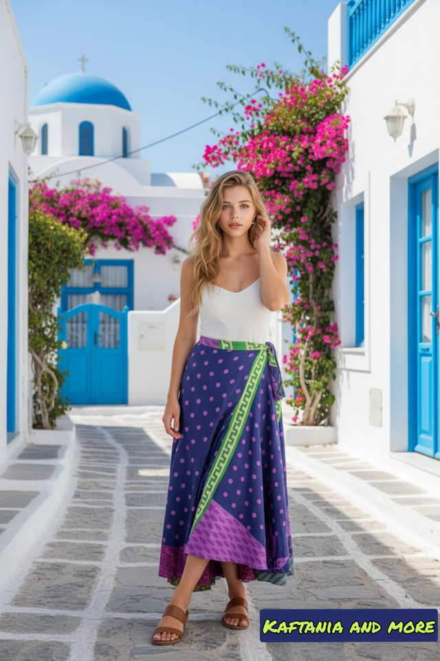 Διπλή φούστα παρεό από σατέν πολυεστέρα

