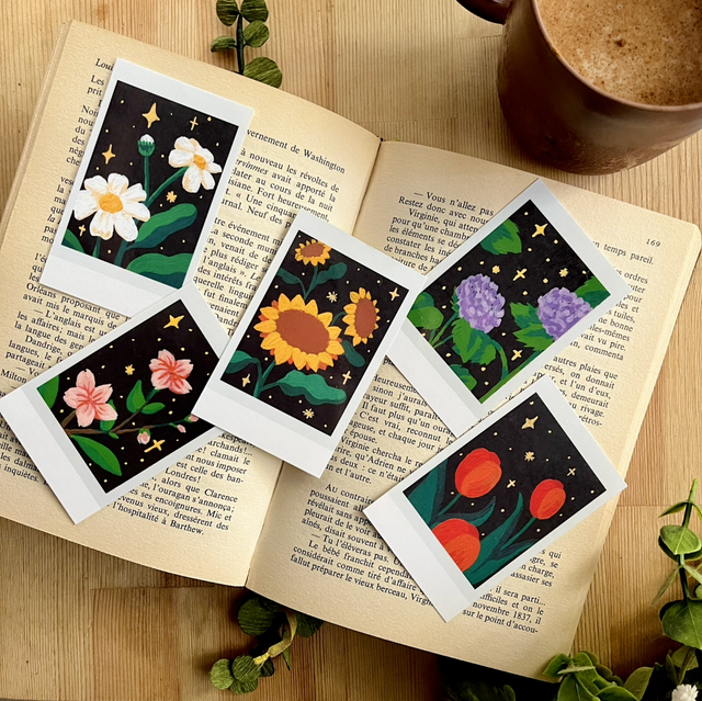 Marcapáginas Polaroid Flores