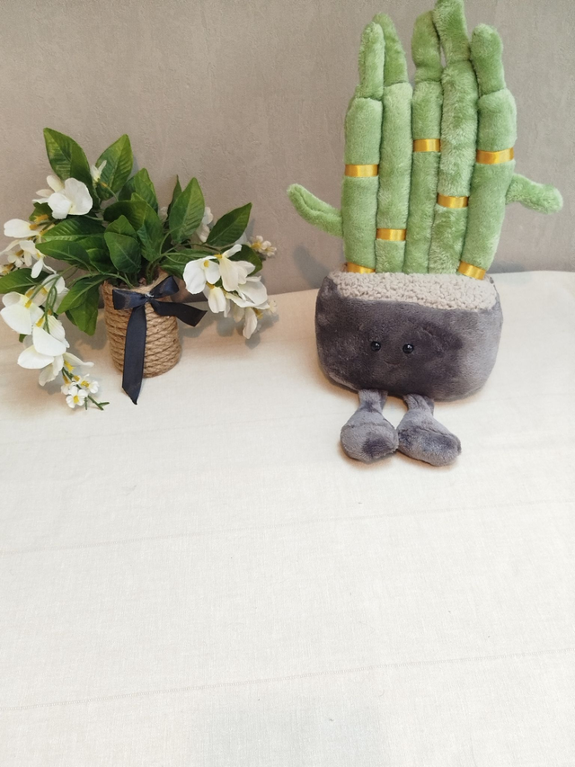 Bambou en tissu décoratif 35 cm | Coussin nature kawaii maison, modèle unique