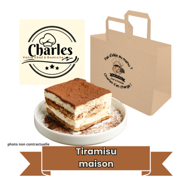 Tiramisu maison fondant au mascarpone et café. (Plat pour 1 personne)