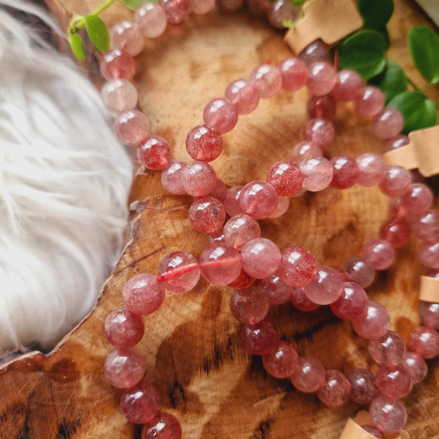 Strawberry Quartz Beaded Bracelet 