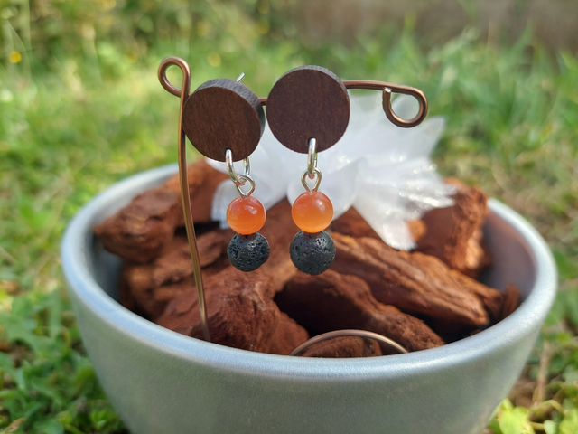 Boucle d'oreille pendante Pierre &amp; Perle