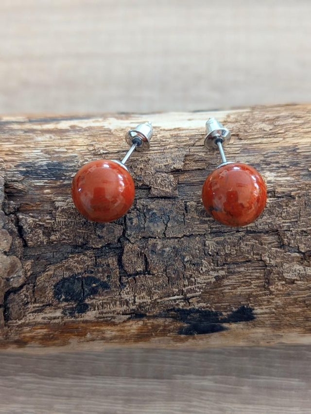 Boucles d'oreilles Jaspe rouge