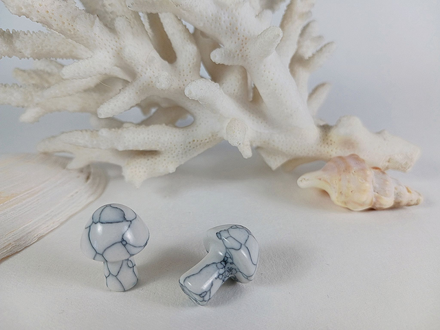 Champignon sculpté : howlite