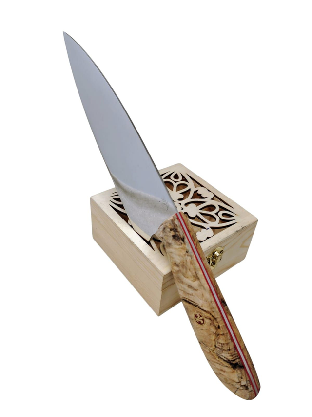 Couteau de cuisine inox - Bouleau échauffé