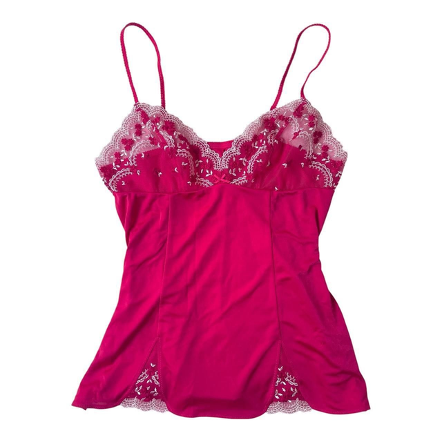 Japanese brand hot pink embroidered cups cami  Small-Medium