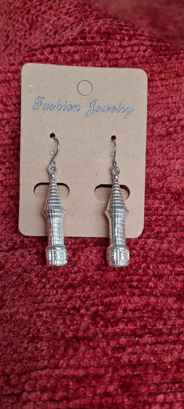 Silver Castle Tower Turret Earrings