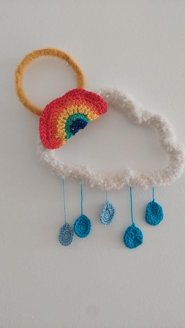 Cadre meteo : nuage soleil pluie et arc en ciel