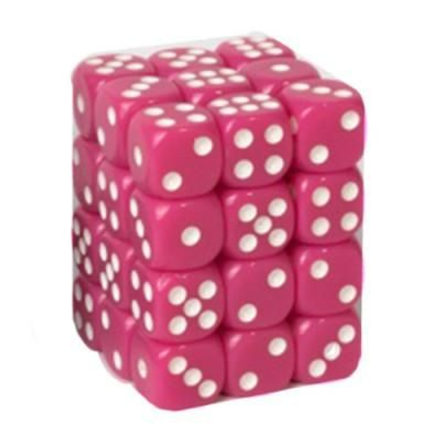 36 Dés 6 faces 12mm Opaque Rose