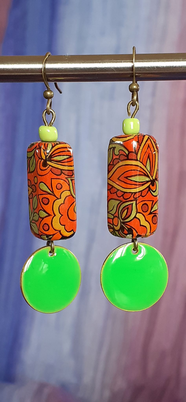 Parure Colorfield Collier & Boucles d'oreilles Couleurs Orange & Vert pomme