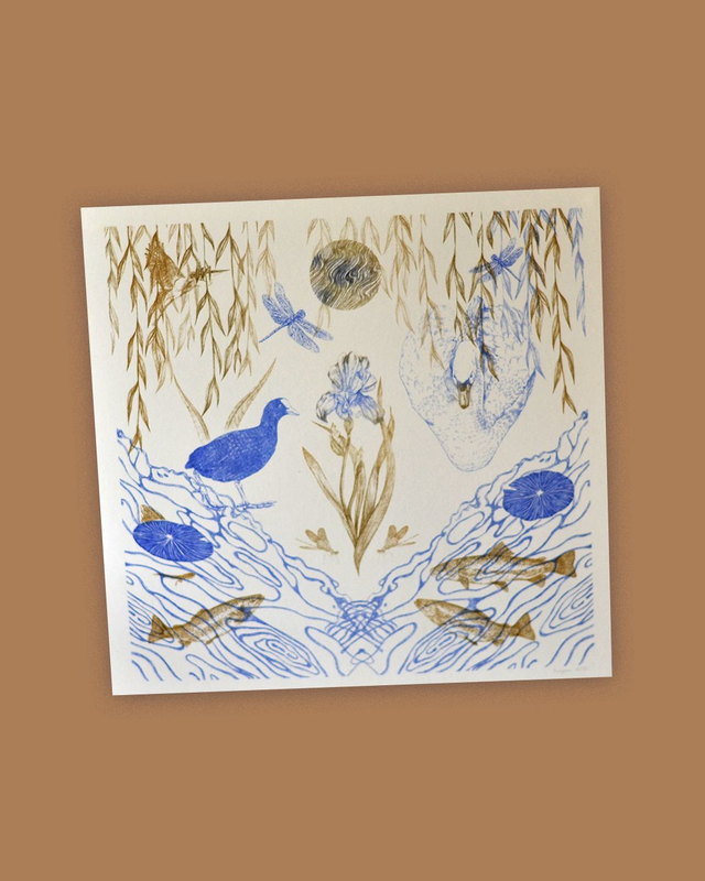 Affiche imprimée en risographie River Fever ~30x30cm  