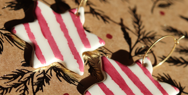 Boucles d’oreilles en céramique - flocons roses