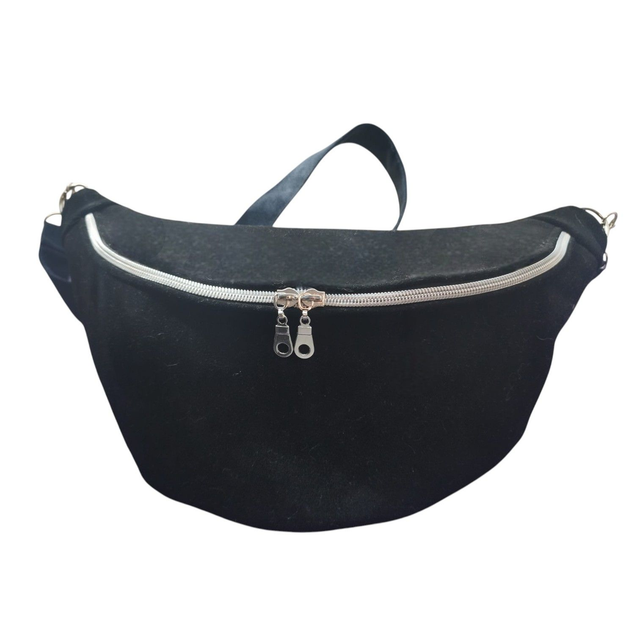 Sac banane en cuir noir