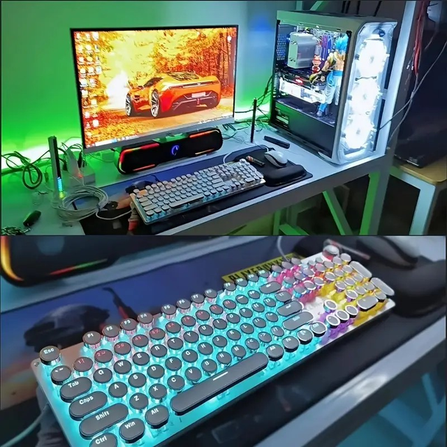 EWEADN Punk Typewriter Mechanical Gaming Keyboard