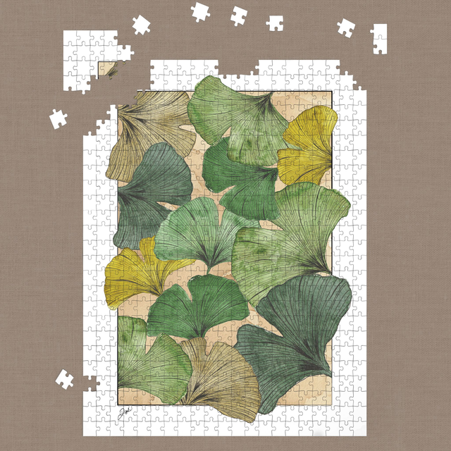 Puzzle 500 pièces - Café - Ginkgos, Vert sur Café