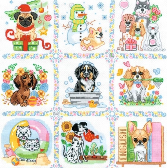 RIOLIS Dog Calendar Counted Cross Stitch Kit