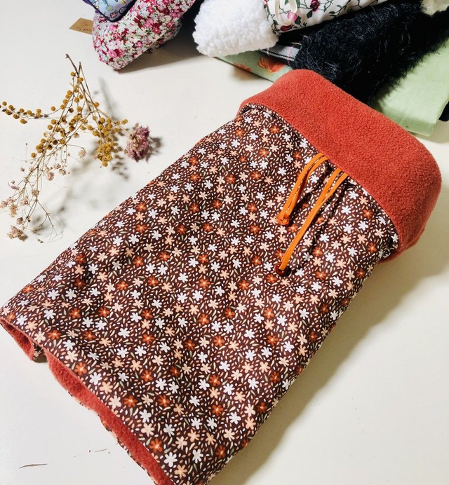 Col snood rouille fleurs polaire