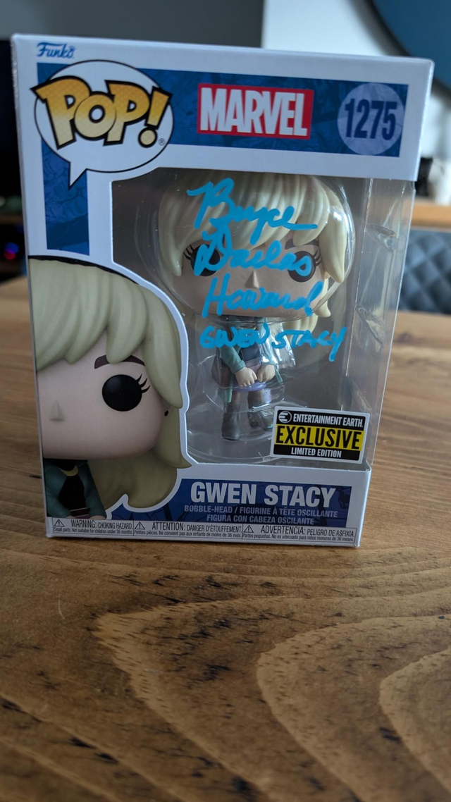 Funko Pop Marvel Gwen Stacey 1275 Signed by Bryce Dallas Howard with Beckett Authentication 